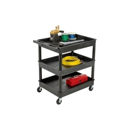 Luxor® TC111 Tray Top Shelf 3 Shelf Plastic Utility Cart 32x24 4 Casters